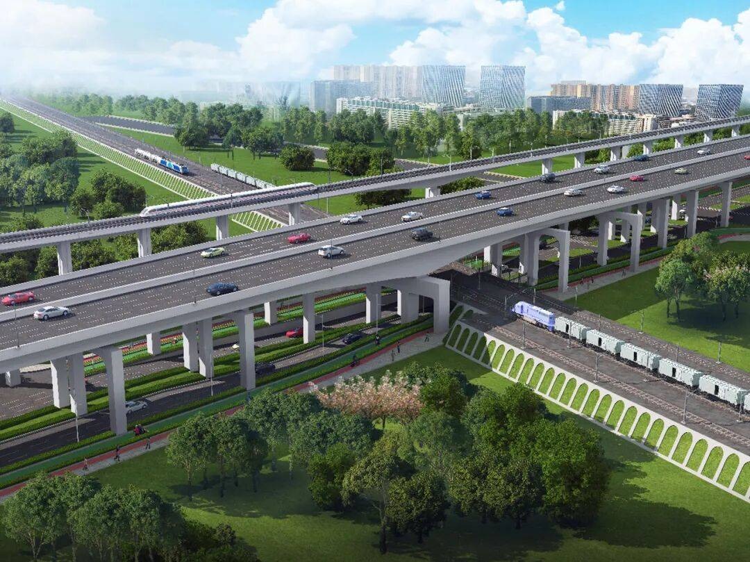 西安国际港务区欧亚大道上跨路货运北环线高架工程施工